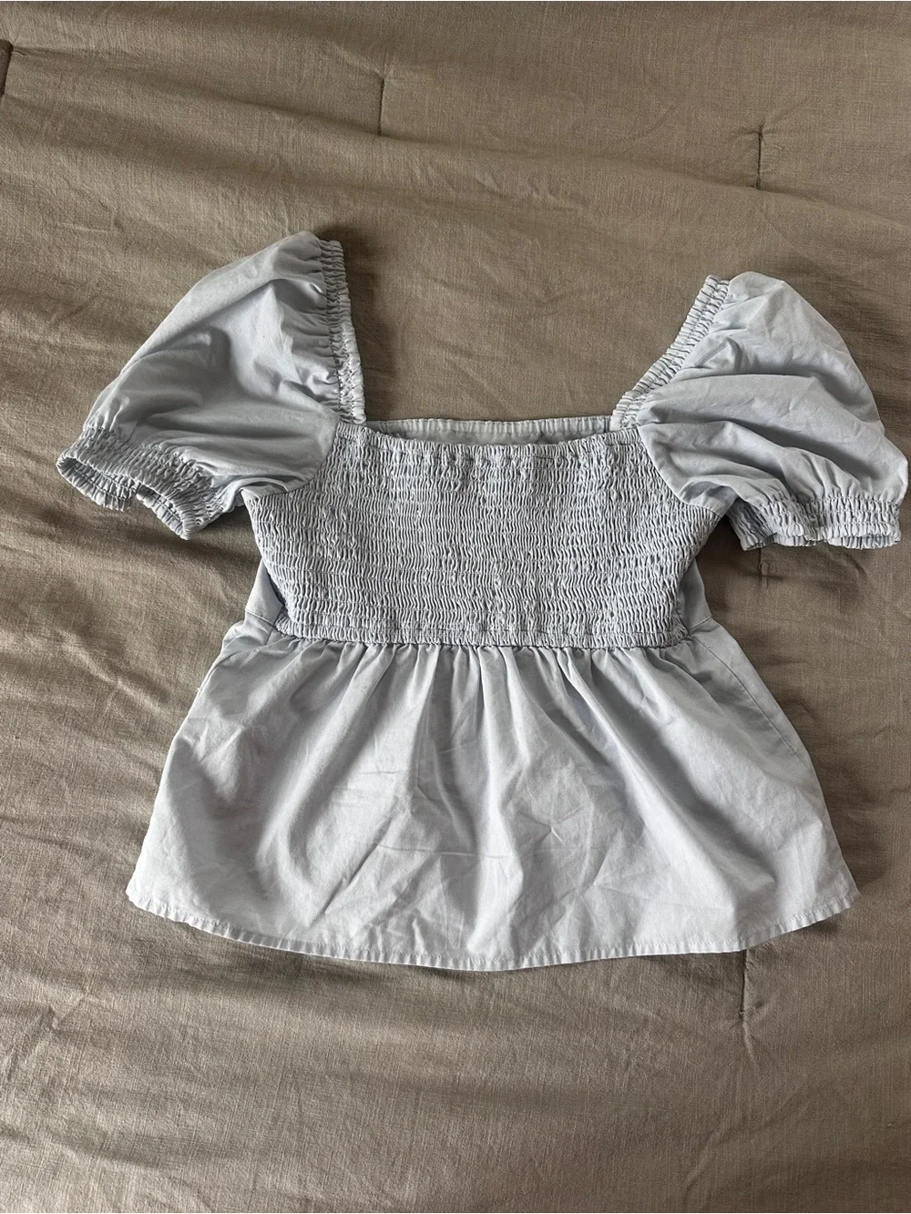 Abercrombie Babydoll Top Puff Sleeve Light Baby Blue
